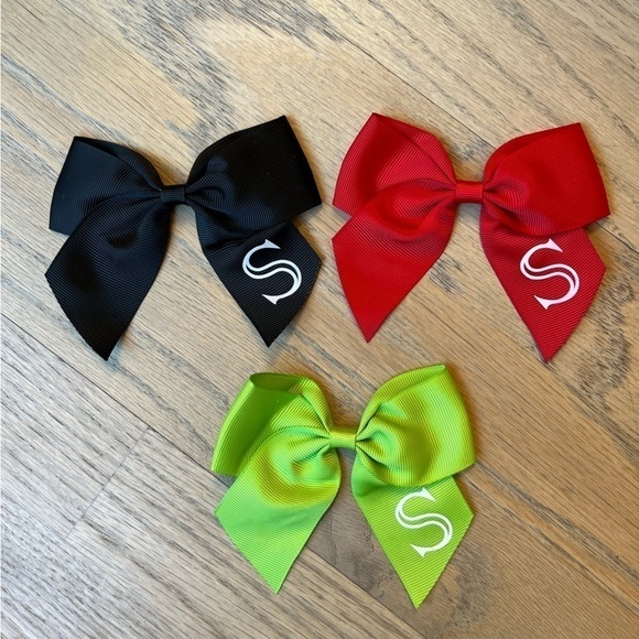 Custom Mono “S” 4 inch ribbon hair bows w alligator clip Bundle of 7 bows NEW - Picture 4 of 4